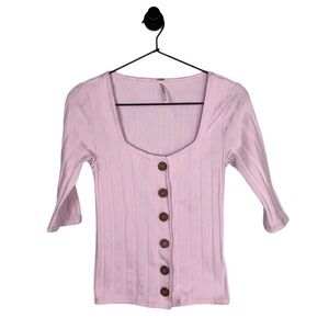 Free People button knit crop sweater